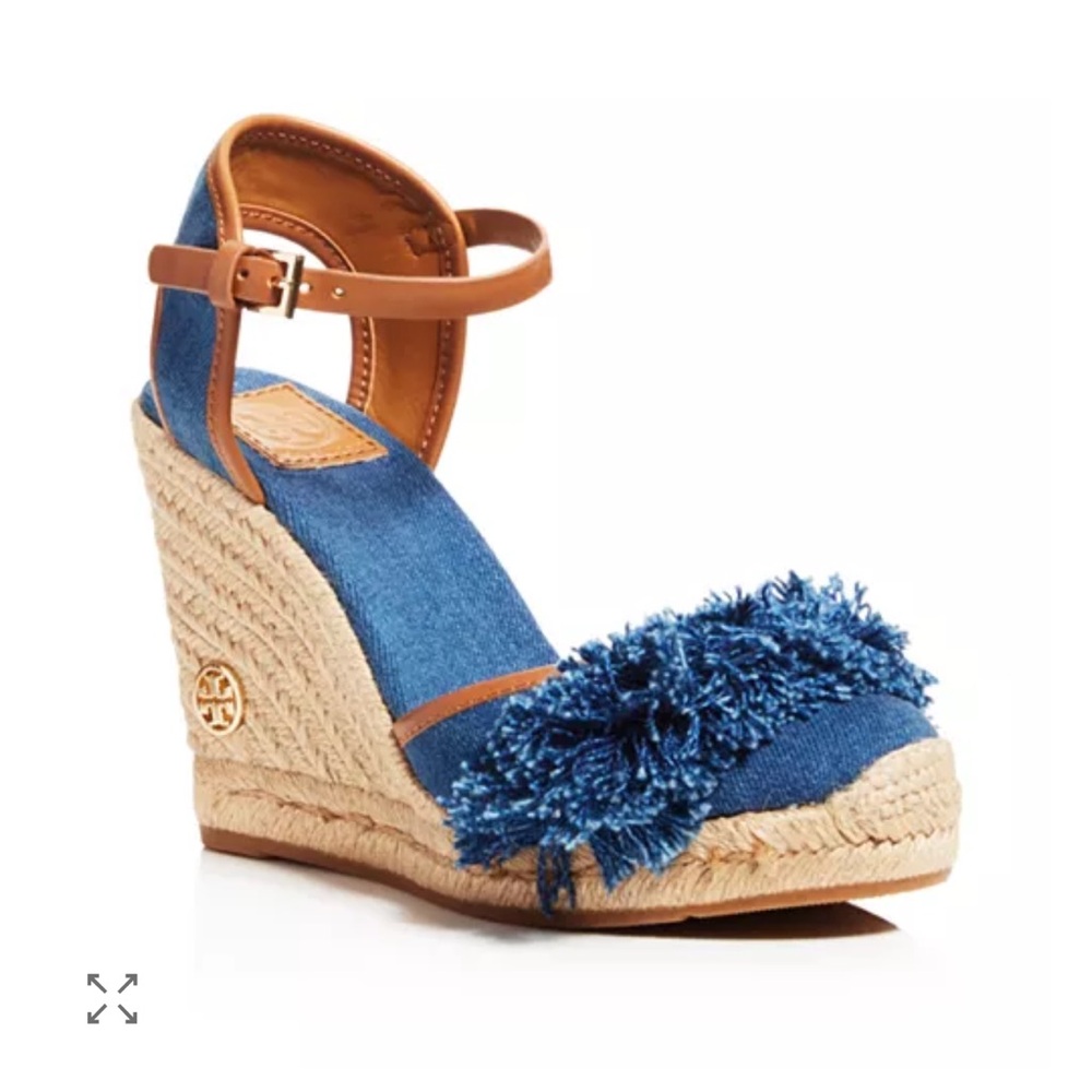 Tory Burch Blue Denim Y2K Wedge Sandals - Picture 6 of 6